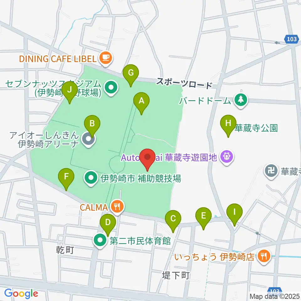 伊勢崎市陸上競技場周辺の駐車場・コインパーキング一覧地図