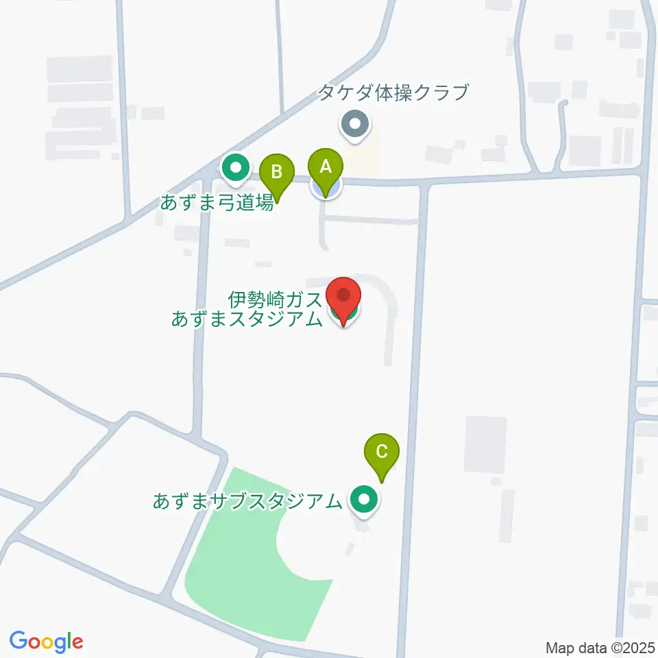 伊勢崎ガスあずまスタジアム周辺の駐車場・コインパーキング一覧地図