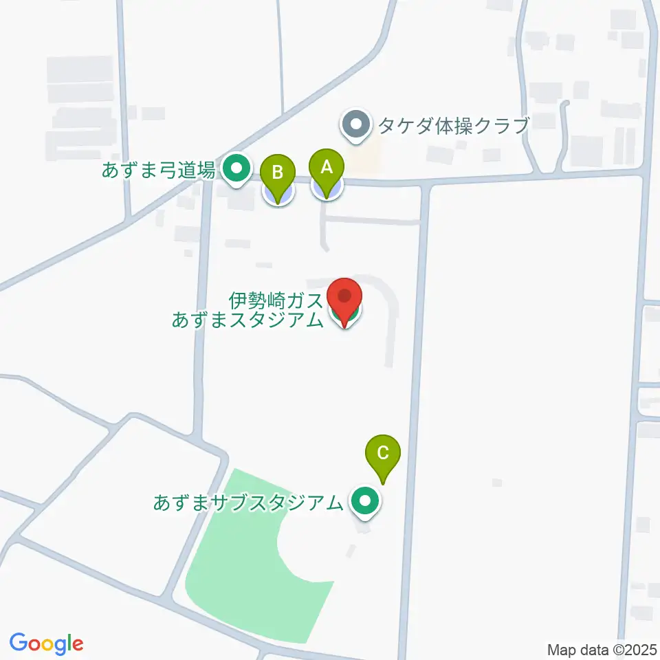 伊勢崎ガスあずまスタジアム周辺の駐車場・コインパーキング一覧地図