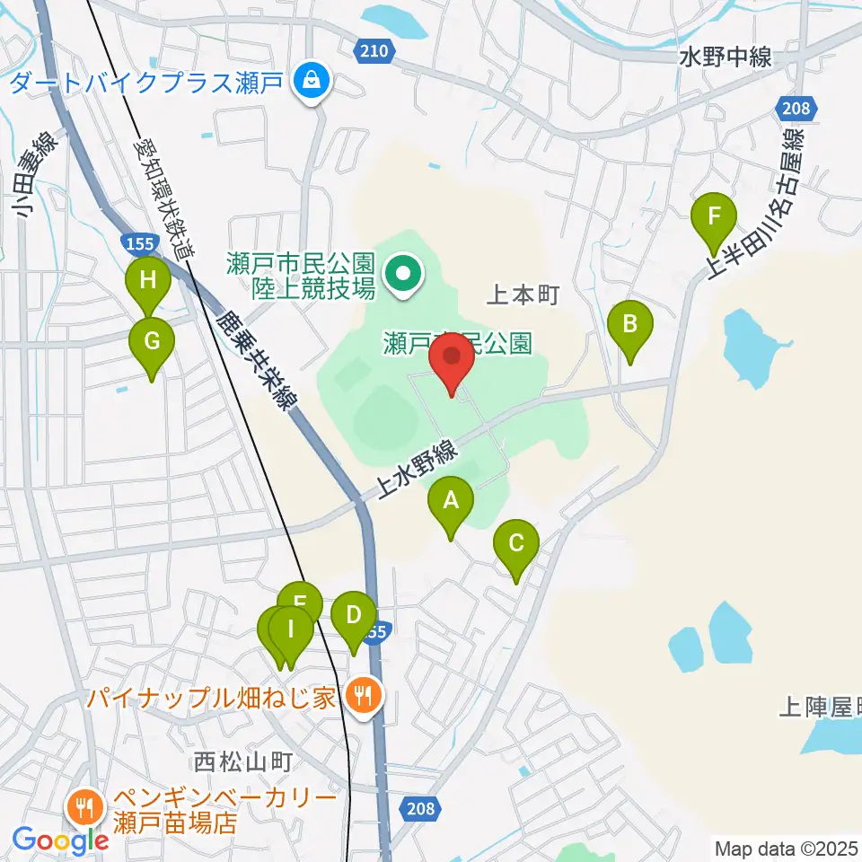 瀬戸市体育館・第二体育館周辺の駐車場・コインパーキング一覧地図