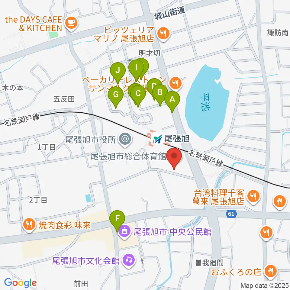 尾張旭市総合体育館周辺の駐車場・コインパーキング一覧地図