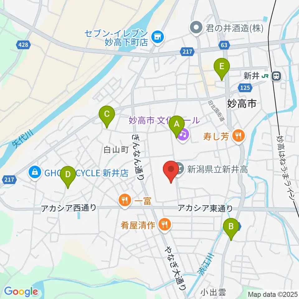 妙高市総合体育館はね馬アリーナ周辺の駐車場・コインパーキング一覧地図