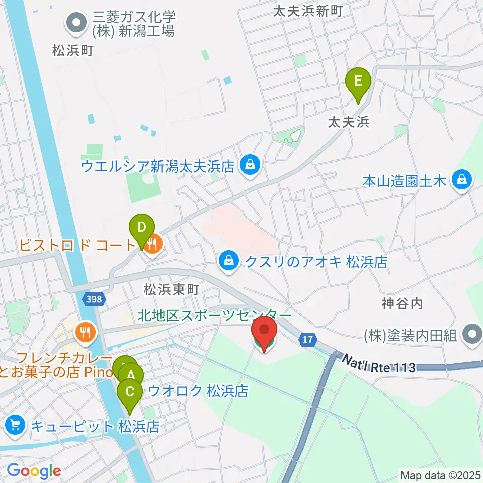新潟市北地区スポーツセンター周辺の駐車場・コインパーキング一覧地図