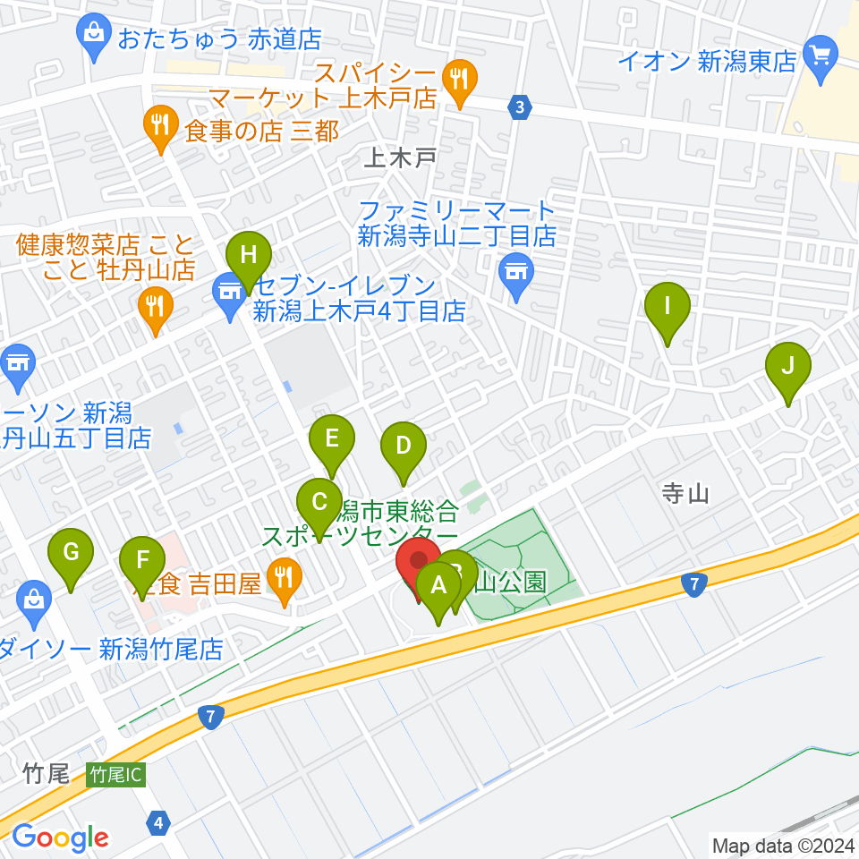 新潟市東総合スポーツセンター周辺の駐車場・コインパーキング一覧地図