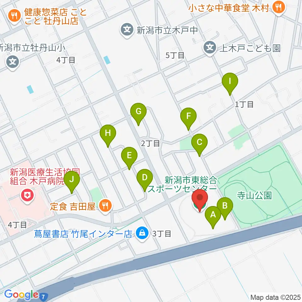 新潟市東総合スポーツセンター周辺の駐車場・コインパーキング一覧地図