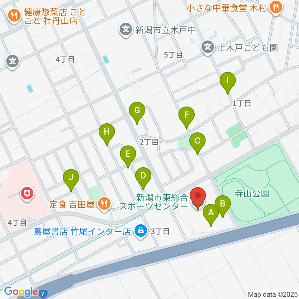 新潟市東総合スポーツセンター周辺の駐車場・コインパーキング一覧地図