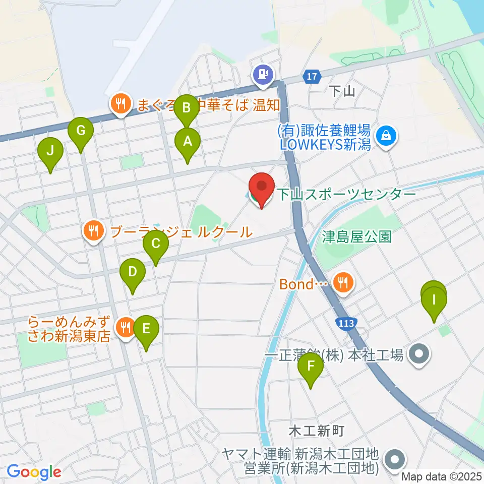 新潟市下山スポーツセンター周辺の駐車場・コインパーキング一覧地図