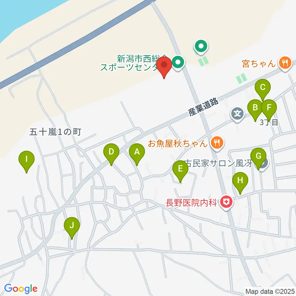 新潟市西総合スポーツセンター周辺の駐車場・コインパーキング一覧地図