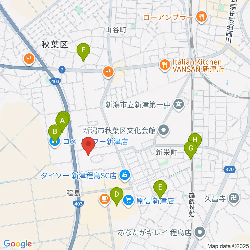 新潟市秋葉区総合体育館周辺の駐車場・コインパーキング一覧地図