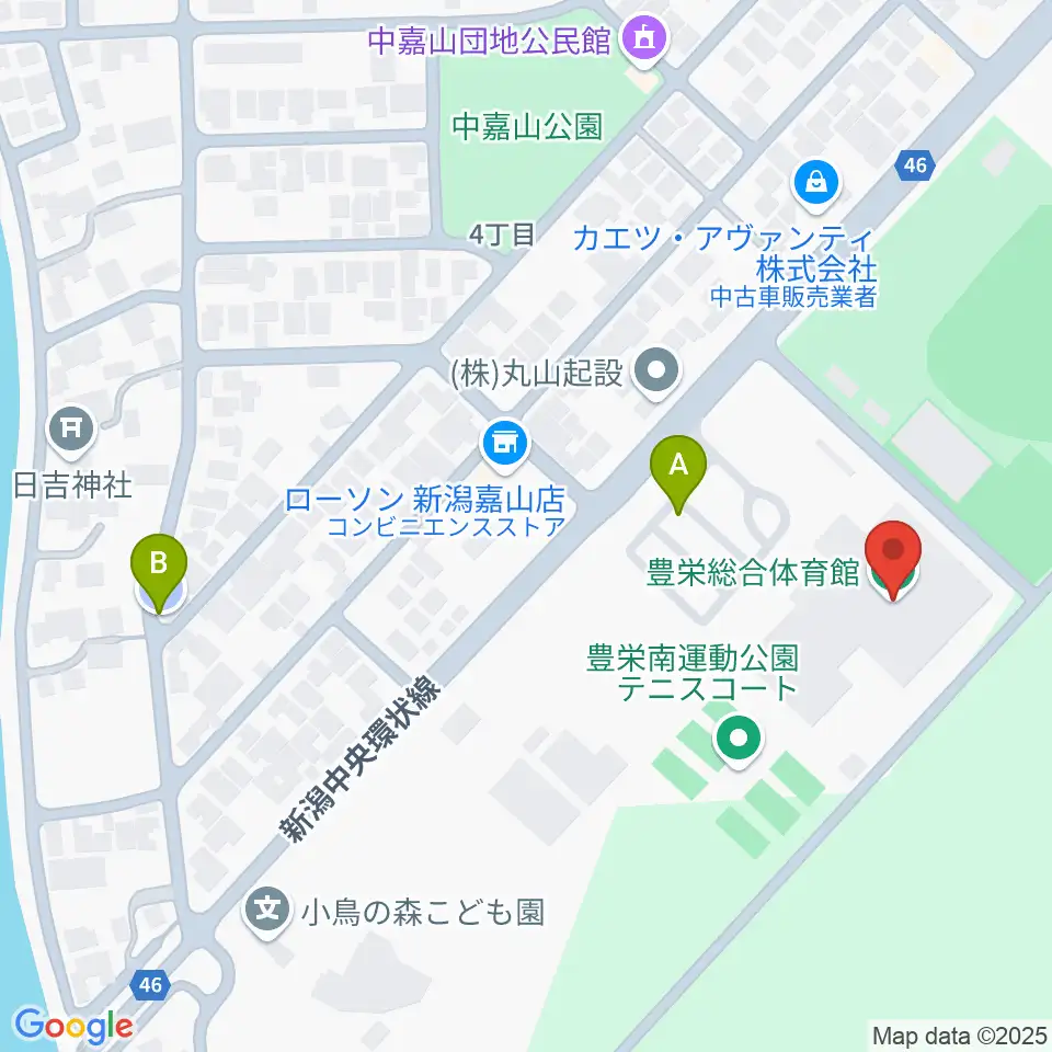 新潟市豊栄総合体育館周辺の駐車場・コインパーキング一覧地図