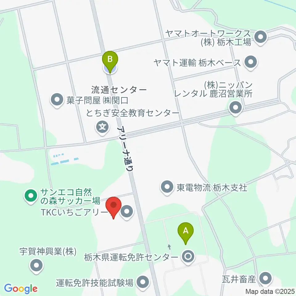 TKCいちごアリーナ周辺の駐車場・コインパーキング一覧地図