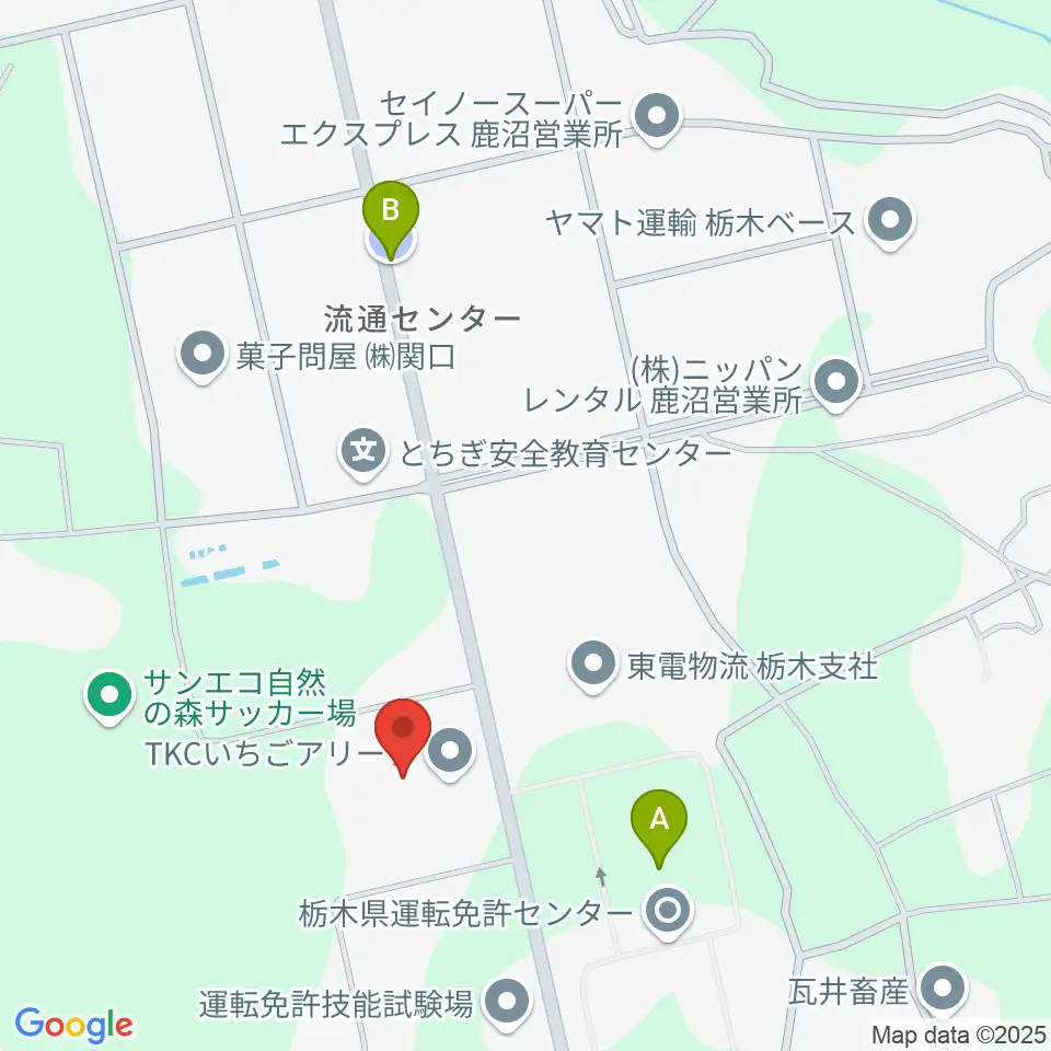 TKCいちごアリーナ周辺の駐車場・コインパーキング一覧地図