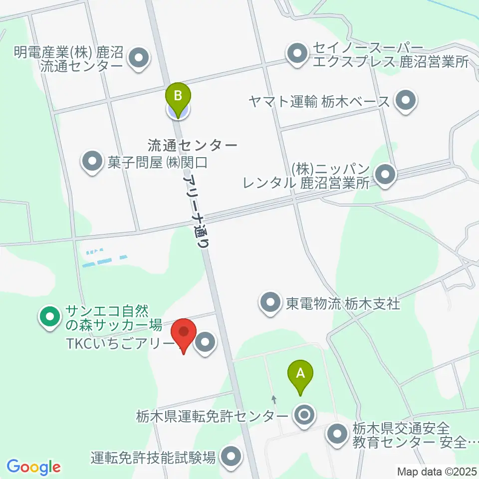 TKCいちごアリーナ周辺の駐車場・コインパーキング一覧地図