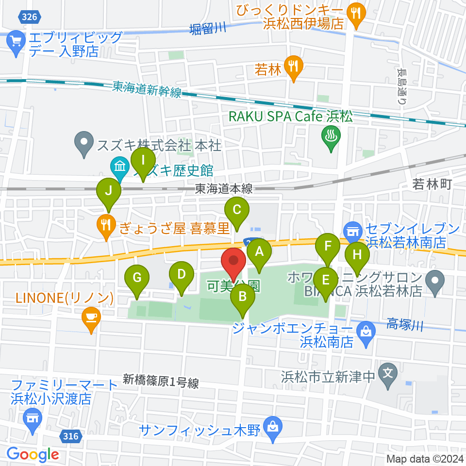 可美公園総合センター周辺の駐車場・コインパーキング一覧地図