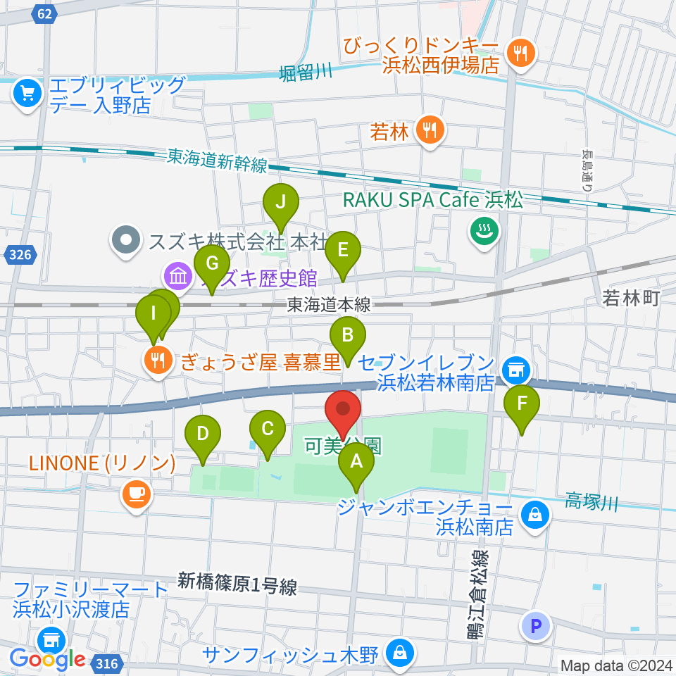 可美公園総合センター周辺の駐車場・コインパーキング一覧地図