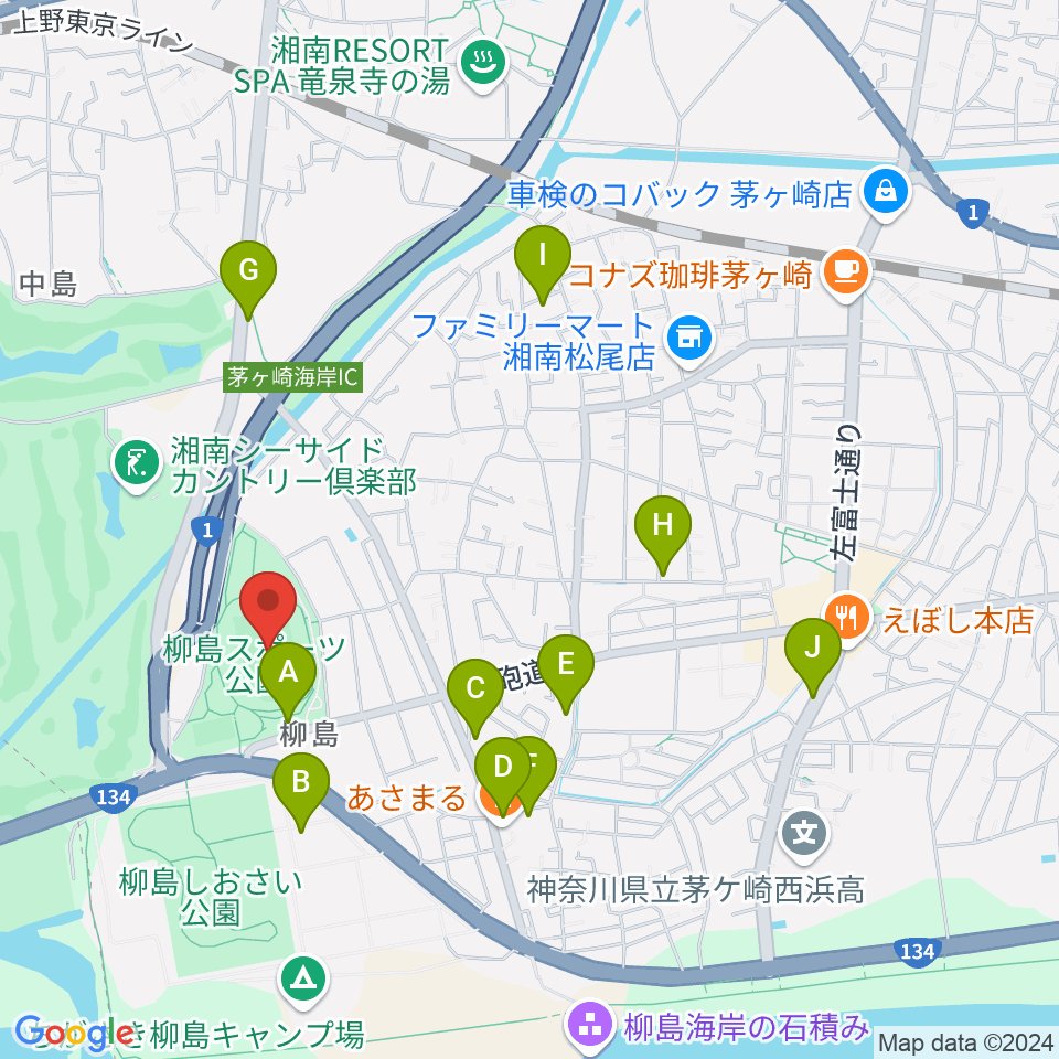 柳島スポーツ公園総合競技場周辺の駐車場・コインパーキング一覧地図