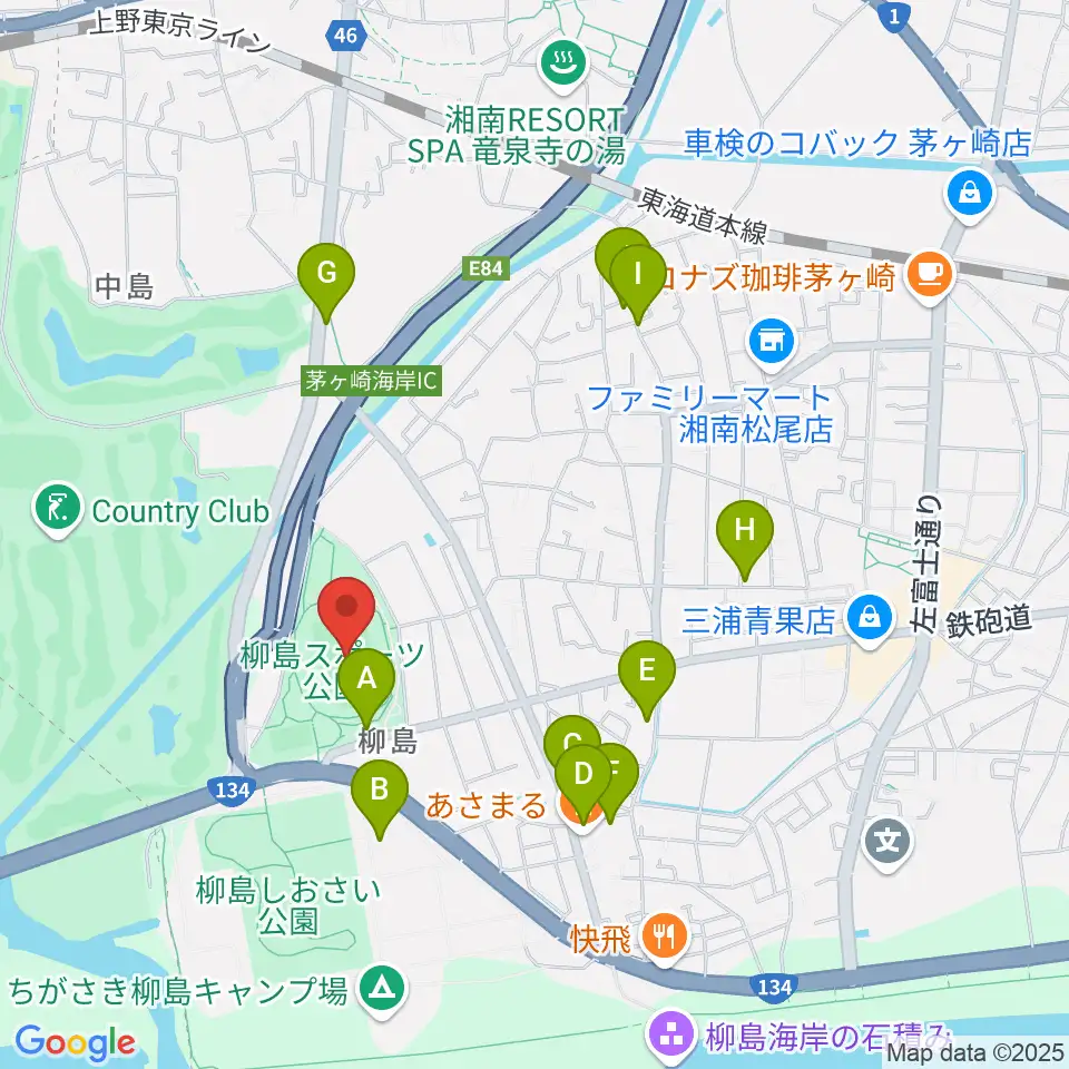 柳島スポーツ公園総合競技場周辺の駐車場・コインパーキング一覧地図