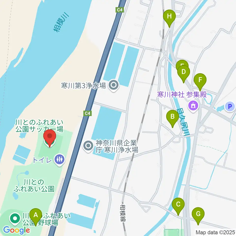 川とのふれあい公園サッカー場周辺の駐車場・コインパーキング一覧地図