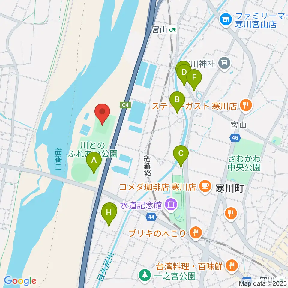 川とのふれあい公園サッカー場周辺の駐車場・コインパーキング一覧地図