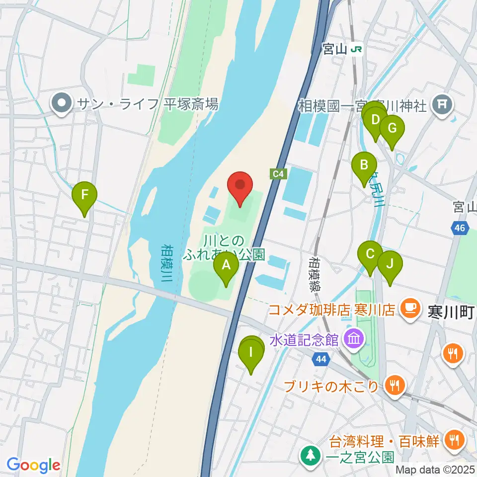 川とのふれあい公園サッカー場周辺の駐車場・コインパーキング一覧地図