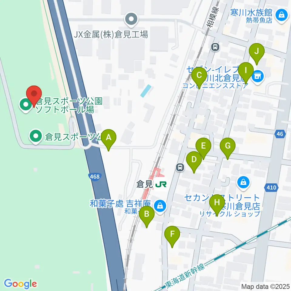 倉見スポーツ公園野球場周辺の駐車場・コインパーキング一覧地図