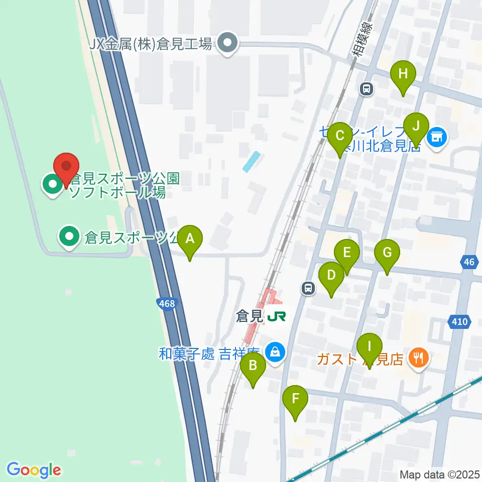 倉見スポーツ公園野球場周辺の駐車場・コインパーキング一覧地図