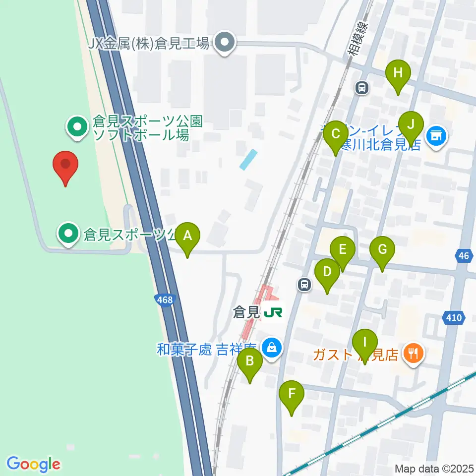 倉見スポーツ公園野球場周辺の駐車場・コインパーキング一覧地図