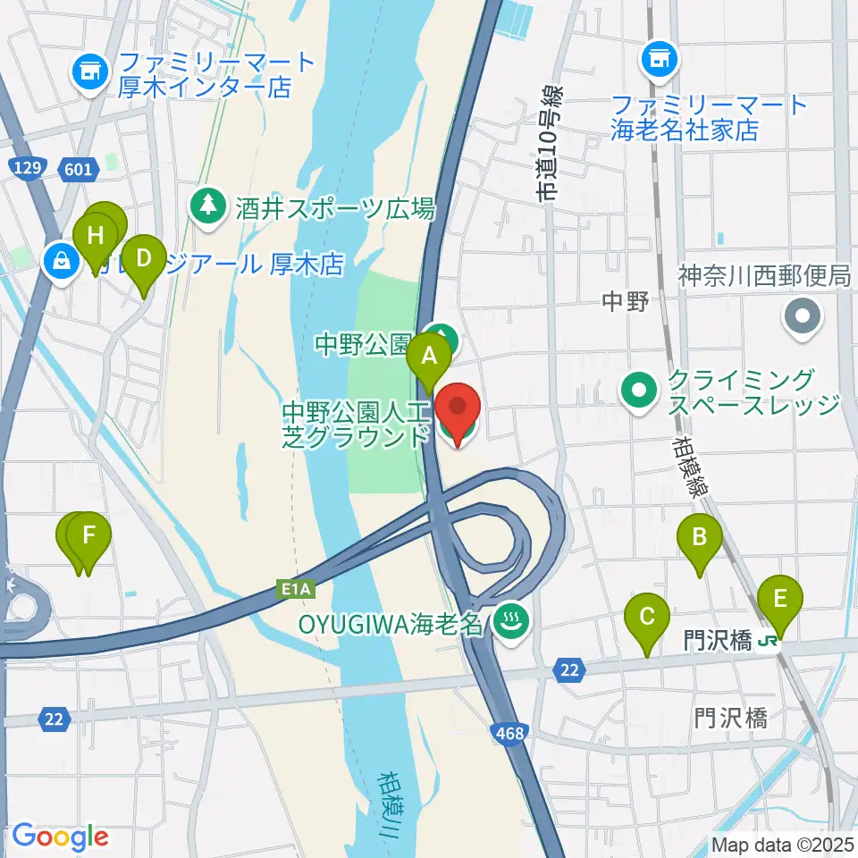 中野公園人工芝グラウンド周辺の駐車場・コインパーキング一覧地図