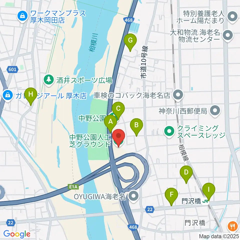中野公園人工芝グラウンド周辺の駐車場・コインパーキング一覧地図