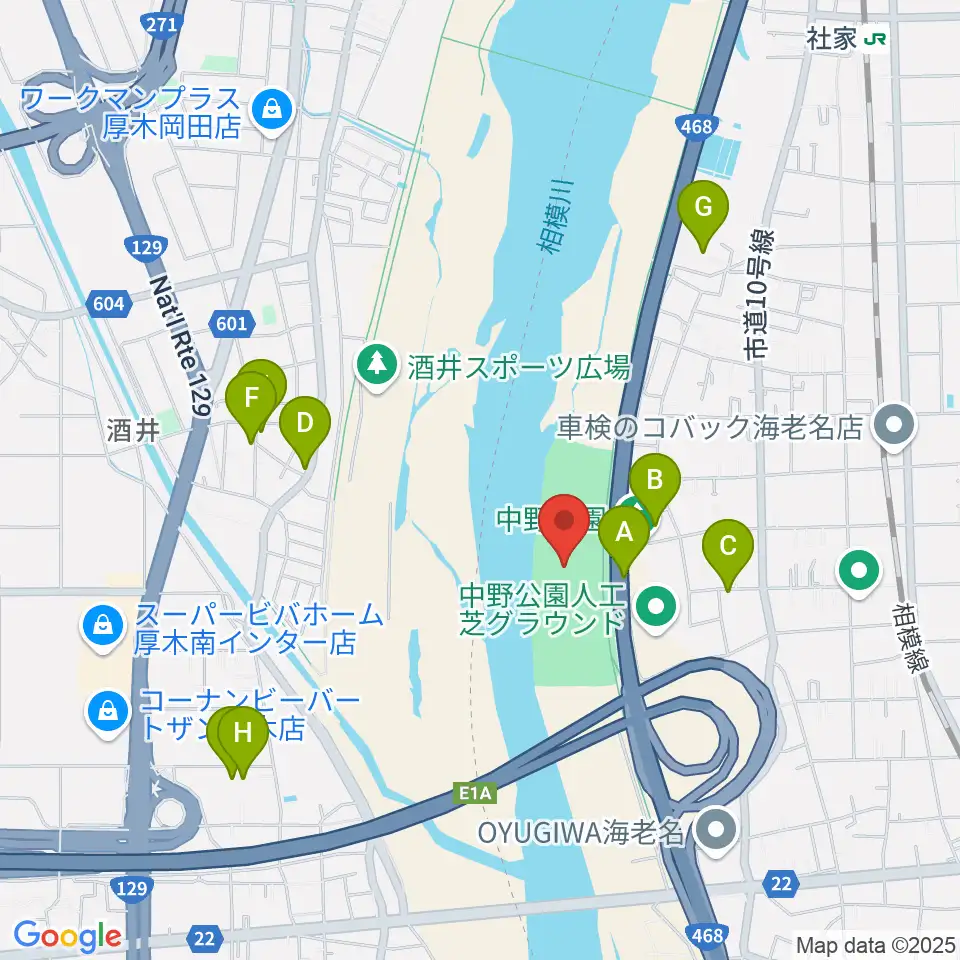 中野多目的広場周辺の駐車場・コインパーキング一覧地図