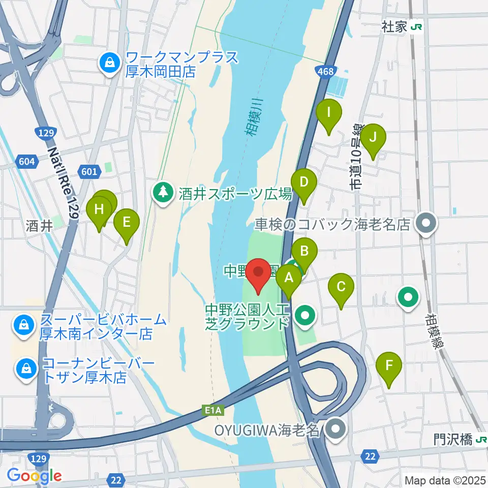 中野多目的広場周辺の駐車場・コインパーキング一覧地図