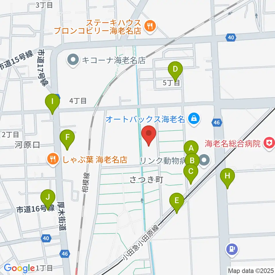 えびな市民活動センタービナレッジ周辺の駐車場・コインパーキング一覧地図