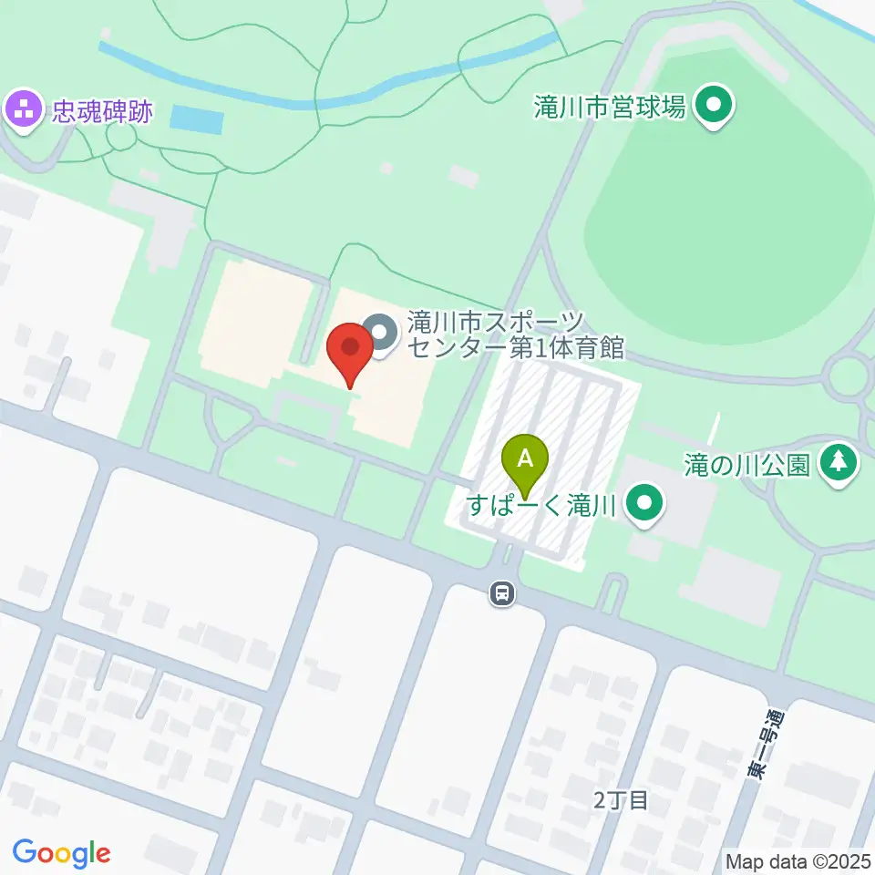 滝川市スポーツセンター 第1・第2体育館周辺の駐車場・コインパーキング一覧地図