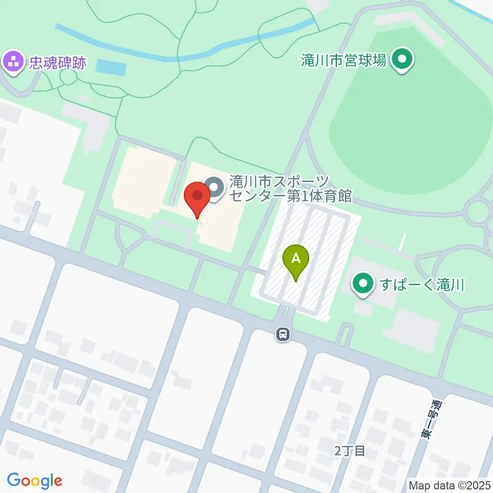 滝川市スポーツセンター 第1・第2体育館周辺の駐車場・コインパーキング一覧地図