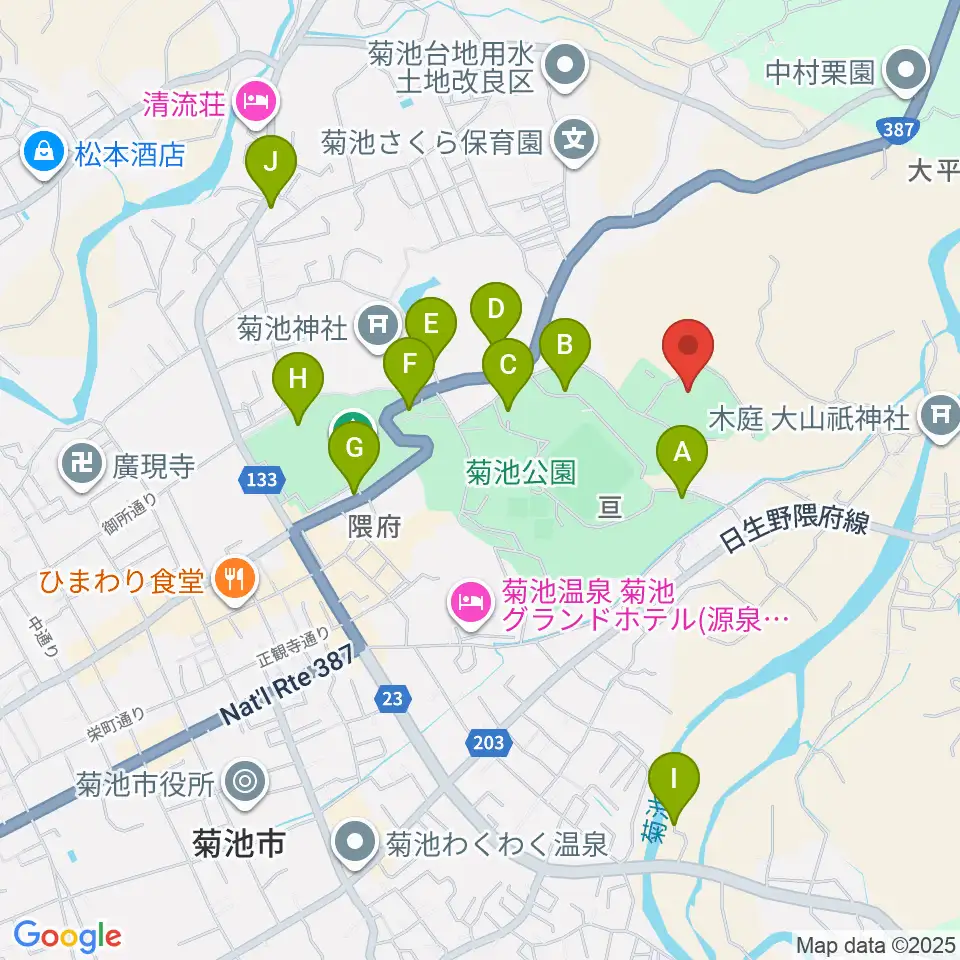 菊池市総合体育館周辺の駐車場・コインパーキング一覧地図