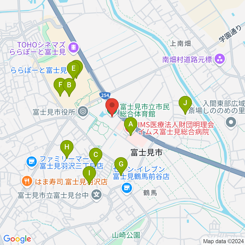 富士見市立市民総合体育館周辺の駐車場・コインパーキング一覧地図