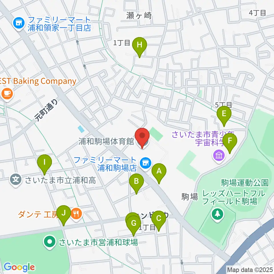 浦和駒場体育館周辺の駐車場・コインパーキング一覧地図