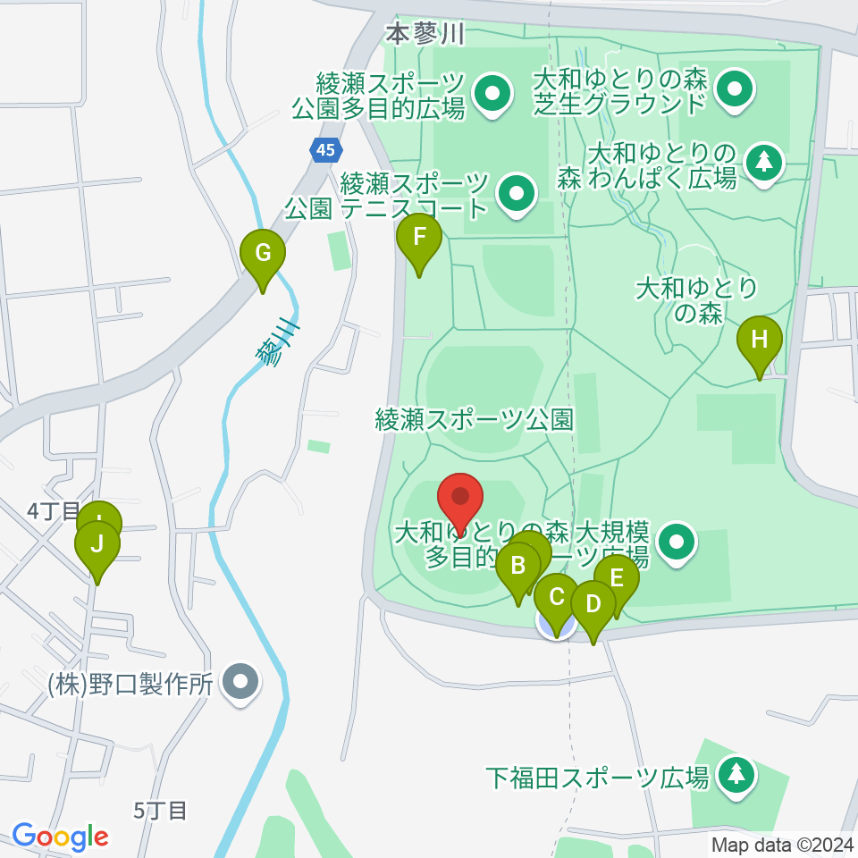 綾瀬スポーツ公園野球場周辺の駐車場・コインパーキング一覧地図