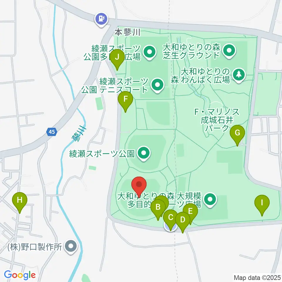 綾瀬スポーツ公園野球場周辺の駐車場・コインパーキング一覧地図