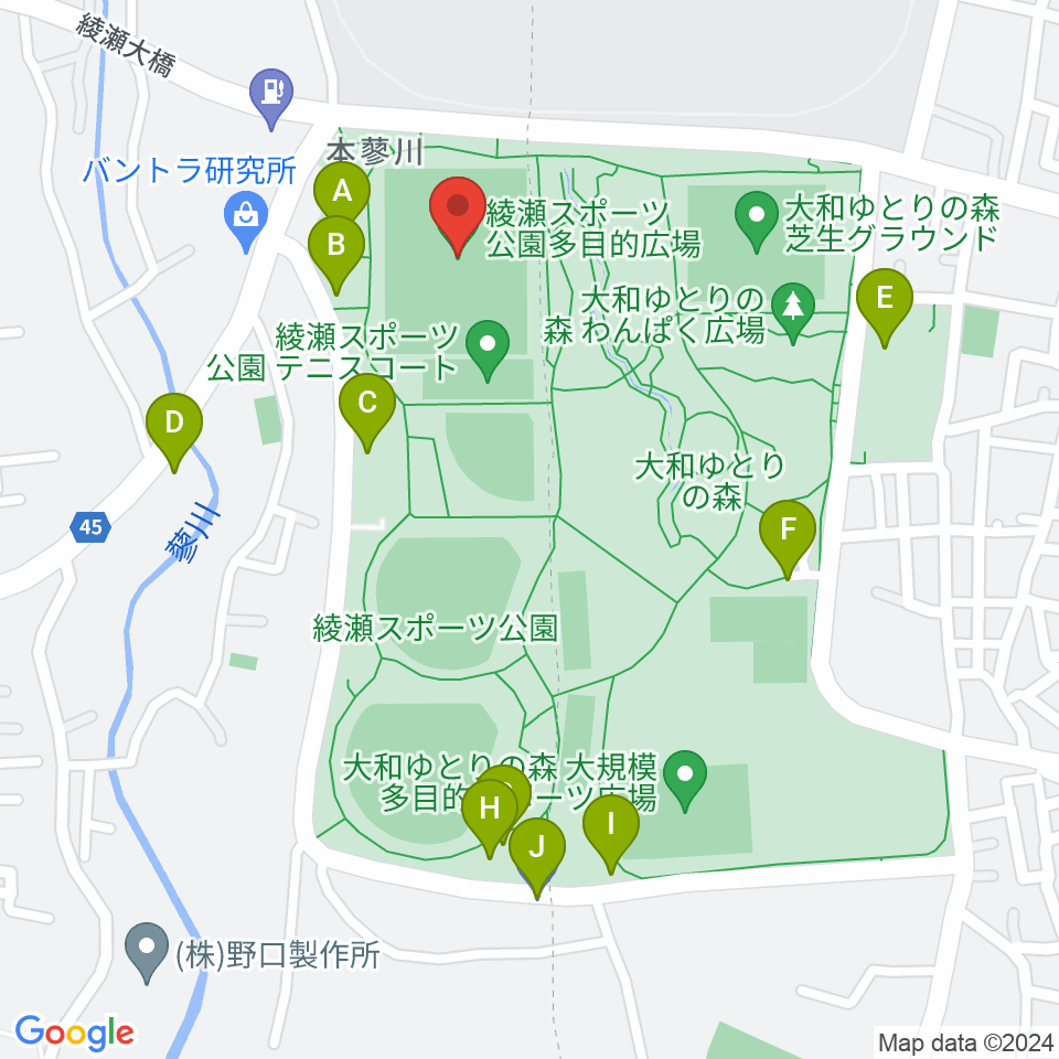 綾瀬スポーツ公園多目的広場周辺の駐車場・コインパーキング一覧地図