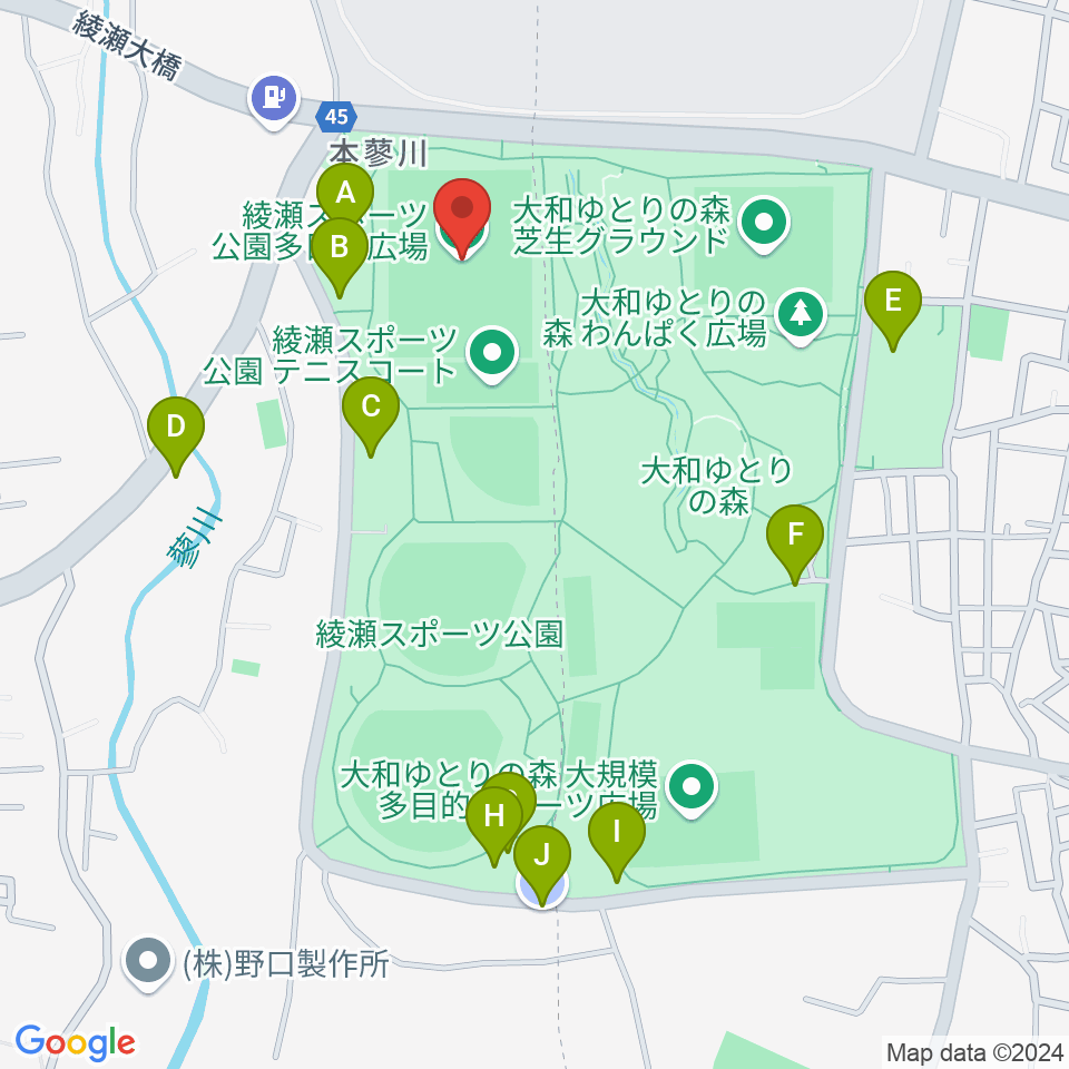 綾瀬スポーツ公園多目的広場周辺の駐車場・コインパーキング一覧地図