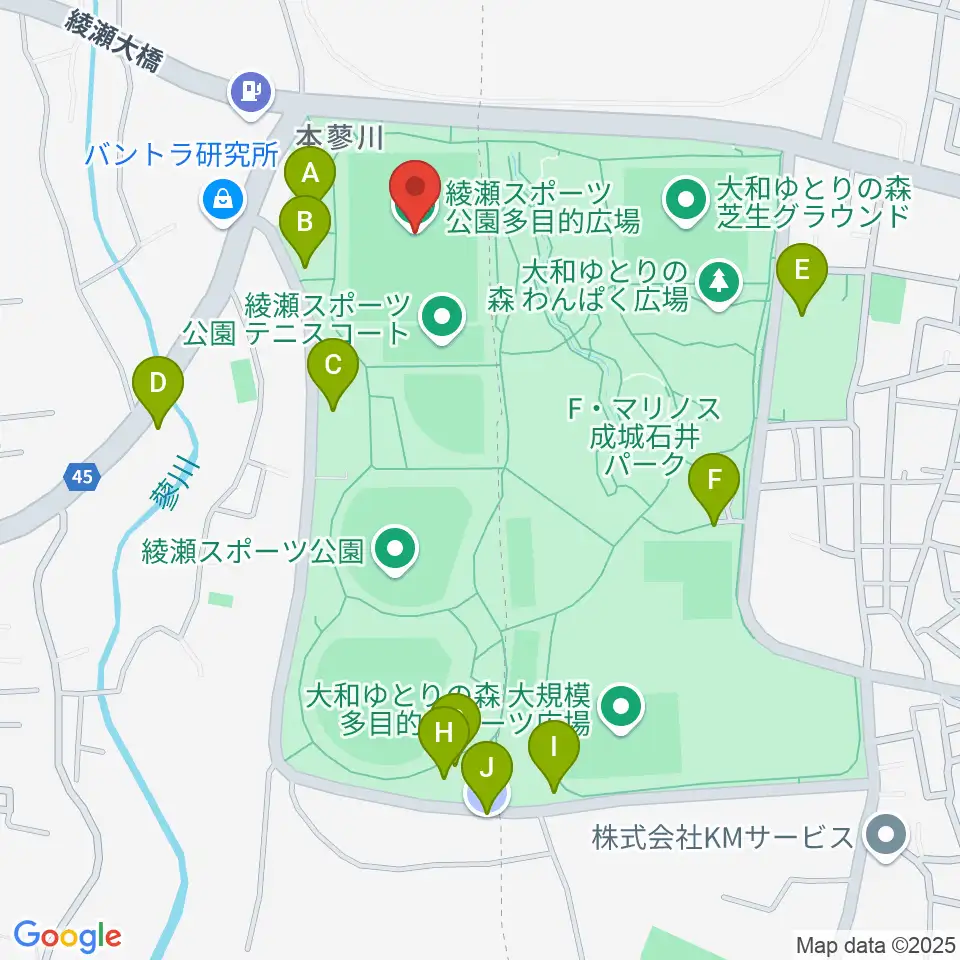 綾瀬スポーツ公園多目的広場周辺の駐車場・コインパーキング一覧地図