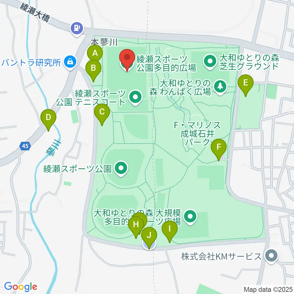 綾瀬スポーツ公園多目的広場周辺の駐車場・コインパーキング一覧地図