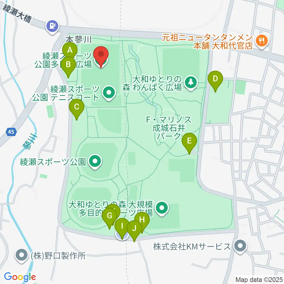 綾瀬スポーツ公園多目的広場周辺の駐車場・コインパーキング一覧地図