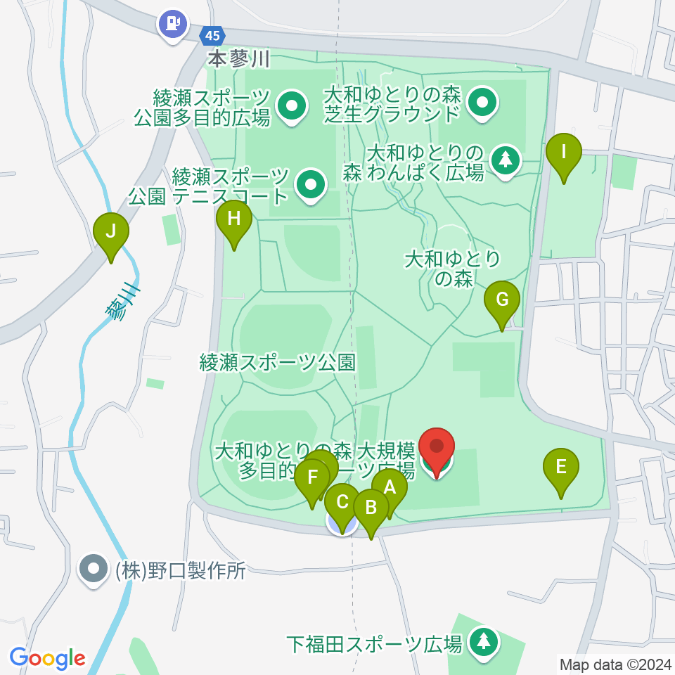 大和ゆとりの森多目的スポーツ広場周辺の駐車場・コインパーキング一覧地図