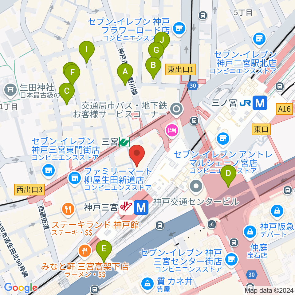 三宮スタジオKZ周辺の駐車場・コインパーキング一覧地図