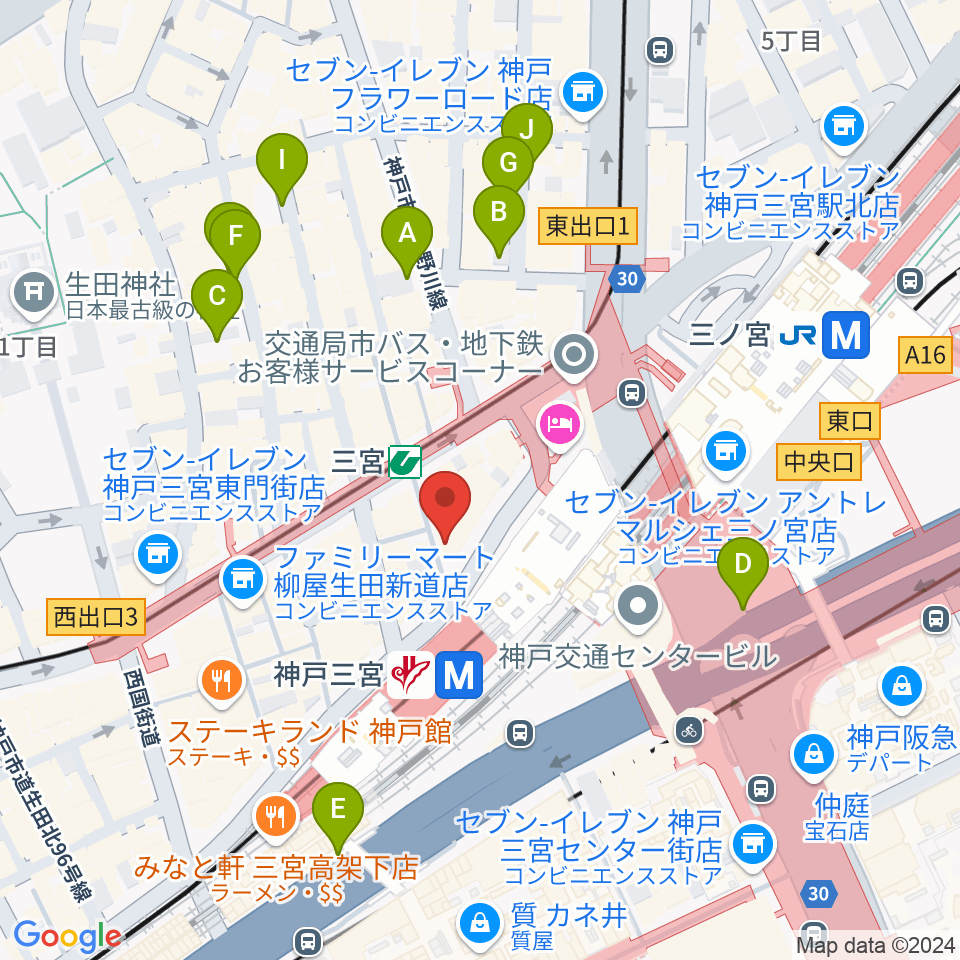 三宮スタジオKZ周辺の駐車場・コインパーキング一覧地図