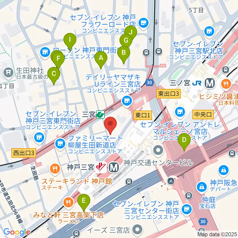 三宮スタジオKZ周辺の駐車場・コインパーキング一覧地図