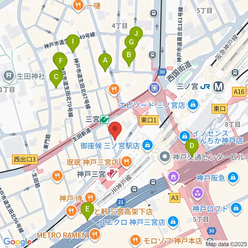 三宮スタジオKZ周辺の駐車場・コインパーキング一覧地図