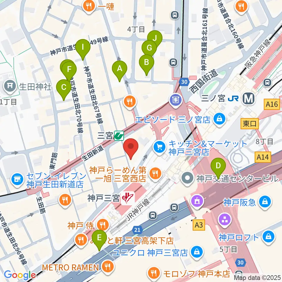 三宮スタジオKZ周辺の駐車場・コインパーキング一覧地図